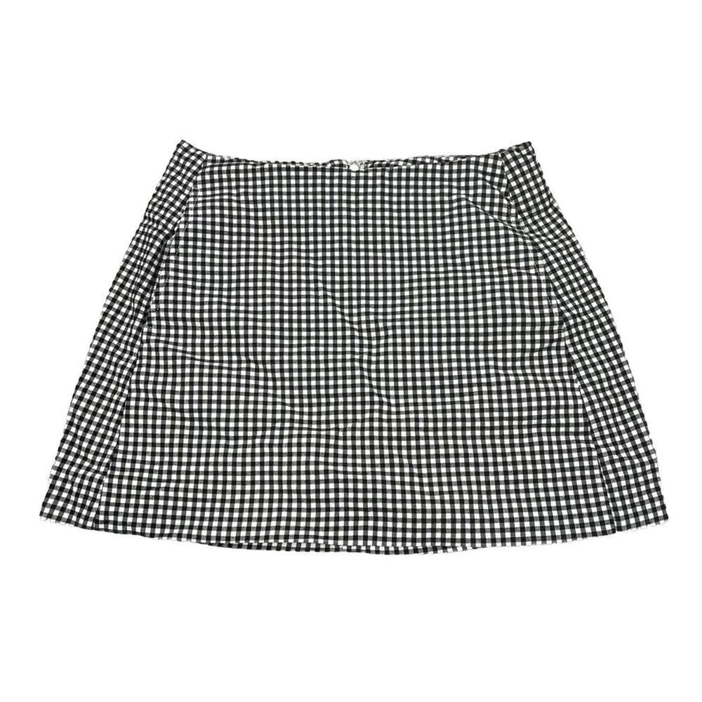Urban Outfitters Women’s Gingham Mini Skirt Sz Small Black White Neutral Stretch